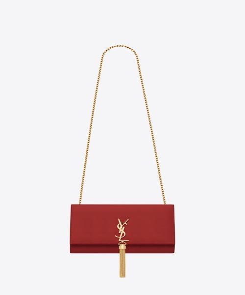 Saint Laurent Medium Kate Tassel Chain Bag Red Crocodile