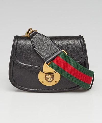 Gucci Crossbody Animalier Saddle Bag Black Leather