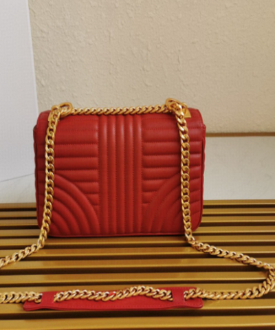 Prada Diagramme Medium Leather Bag Red