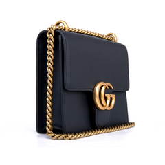Gucci GG Small Marmont Leather Shoulder Bag Black