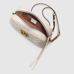 Gucci GG Marmont Small Matelassé Shoulder Bag White