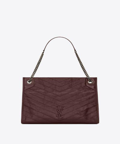 Saint Laurent Niki Medium Bag In Crinkled Vintage Leather Prunia