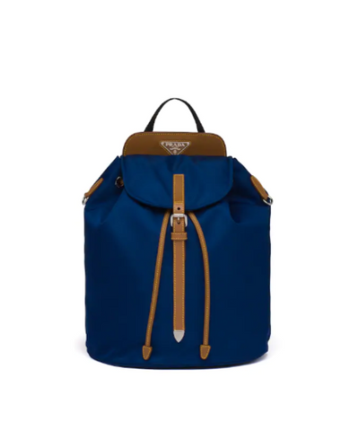 Prada Nylon And Saffiano Leather Backpack Blue