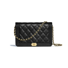 Chanel Le Boy Wallet On Chain – WOC Grained Calfskin Gold-Toned Black