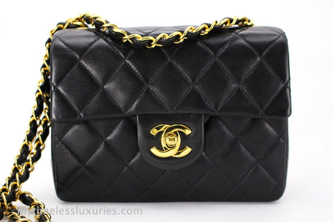 Chanel Mini Flap Bag Black Lambskin Gold Hardware