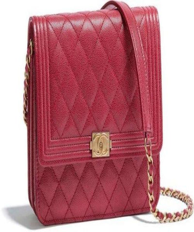Chanel Boy Square Clutch With Chain – CWC Grained Calfskin Pink