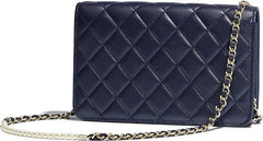 Chanel Wallet On Chain – WOC Quilted Lambskin Dark Blue Silver-Toned
