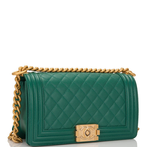 Chanel Boy Medium Handbag Green