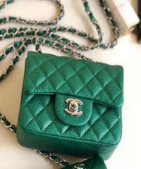 Chanel Boy Square Clutch With Chain – CWC Grained Calfskin Green
