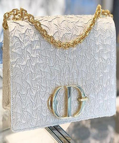 Dior Wavy-Effect 30 Montaigne Bag With Chain White