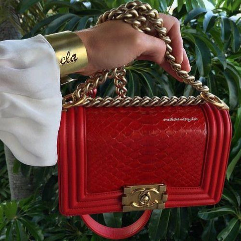 Chanel Boy Medium Handbag Red