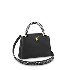 LV Capucine PM Handbag Taurillon Leather Noir/Blanc