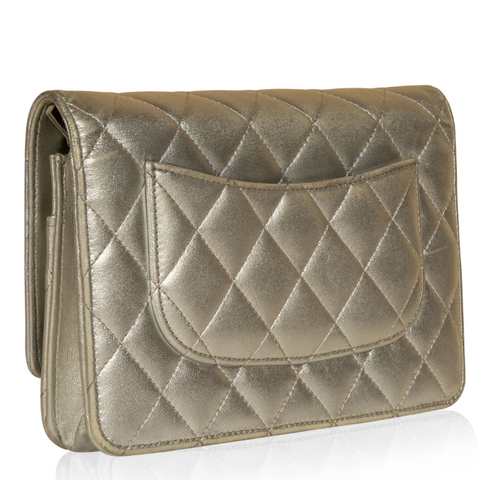 Chanel Wallet On Chain – WOC Quilted Lambskin Grey Silver-Toned