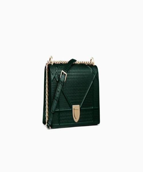 Diorama Green-Toned Metallic Calfskin Flap Bag