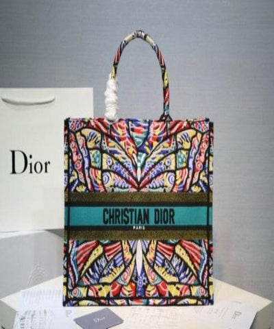 Dior Book Tote Bag Multicolored Embroidered Butterfly 2018