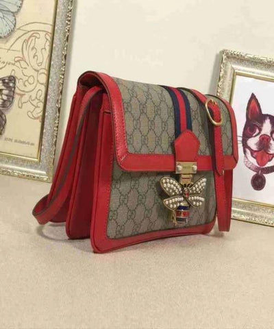 Gucci Queen Margaret GG Supreme Medium Shoulder Bag Red