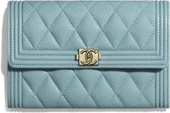 Chanel Le Boy Wallet On Chain – WOC Gold-Tone Metal Blue