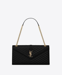 Saint Laurent Classic Medium College Monogram Blue Gold-Toned