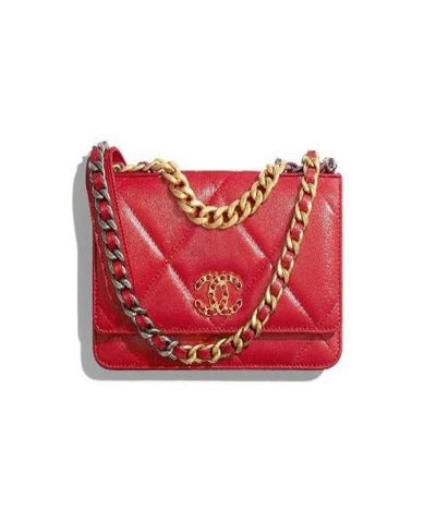 Chanel 19 Wallet on Chain Red best quality