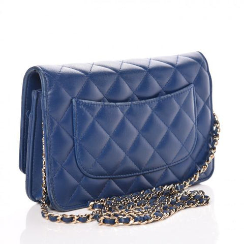 Chanel Wallet On Chain – WOC Quilted Lambskin Dark Blue Gold-Toned