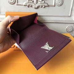 LV LockMe II Compact Wallet Taurillon Leather Prune<