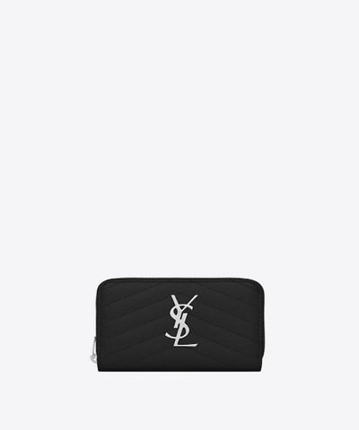 Saint Laurent Compact Zip Around Wallet Black Grain De Poudre