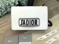 J’Adior Off-White Matte Calfskin Ultra Black Flap Bag