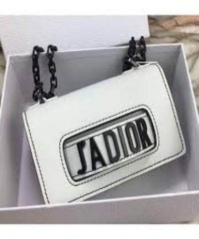 J’Adior Off-White Matte Calfskin Ultra Black Flap Bag