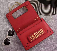 J’Adior Calfskin Flap Bag Red