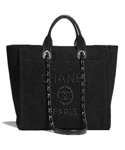 Chanel Deauville Fabric Tote Black/Gray