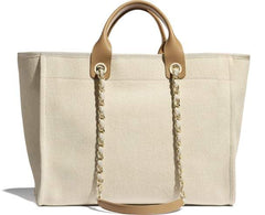 Chanel Deauville Fabric Tote Beige