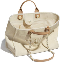 Chanel Deauville Fabric Tote Ecru & Beige