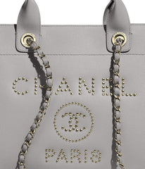 Chanel Deauville Fabric Tote Gray