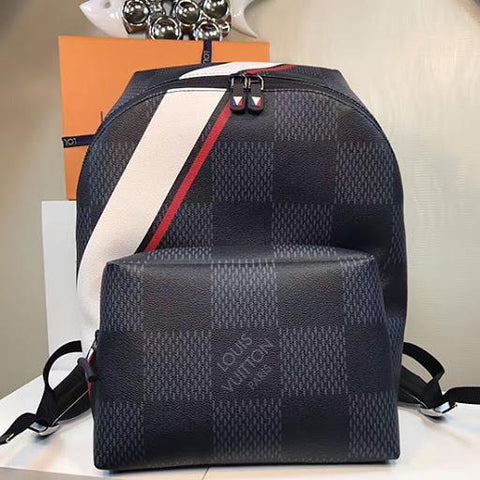 LV Apollo Backpack Damier Cobalt Canvas Red
