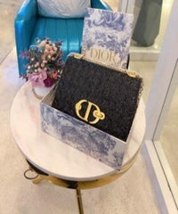 Dior Wavy-Effect 30 Montaigne Bag With Chain Black