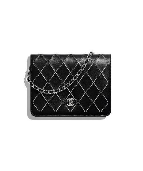 Chanel Wallet On Chain – WOC Grained Quilted Calfskin Black Studded