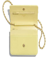 Chanel Wallet On Chain – WOC Classic Caviar Silver-Toned Metal Light Yellow